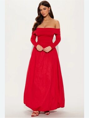 Fashion nova Melanie Poplin Maxi Dress - Red size m new